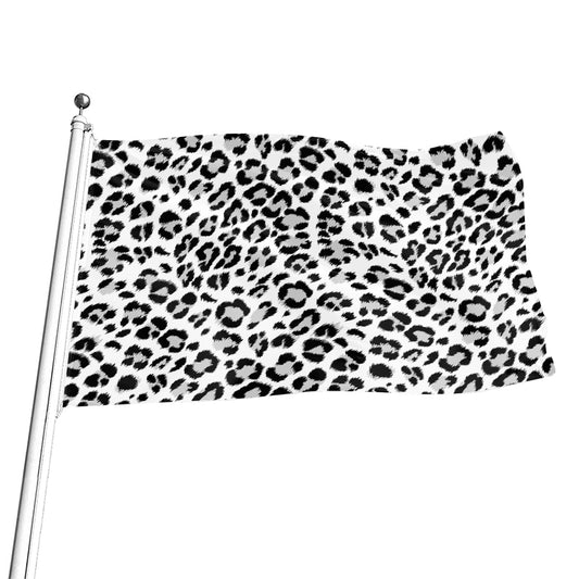 White Leopard Print Flag