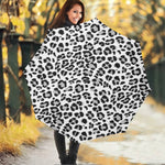 White Leopard Print Foldable Umbrella