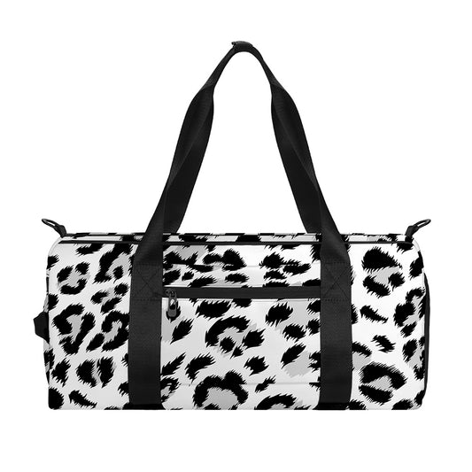 White Leopard Print Gym Bag