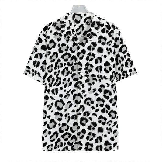 White Leopard Print Hawaiian Shirt