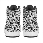White Leopard Print High Top Leather Sneakers