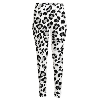 White Leopard Print High-Waisted Pocket Leggings