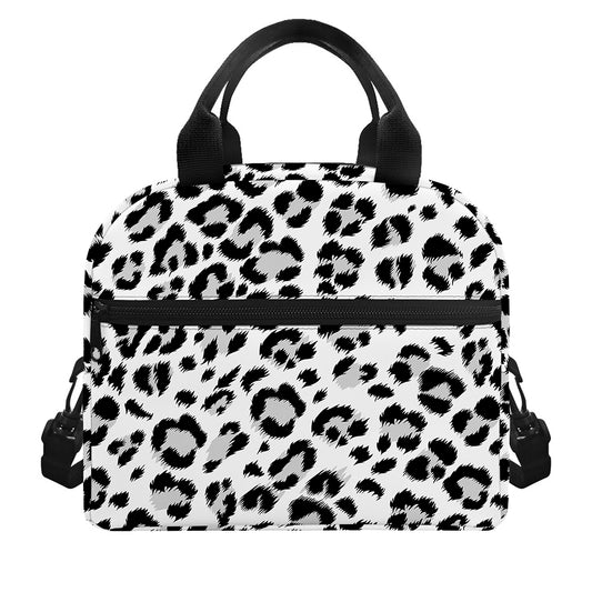 White Leopard Print Insulated Lunch Bag