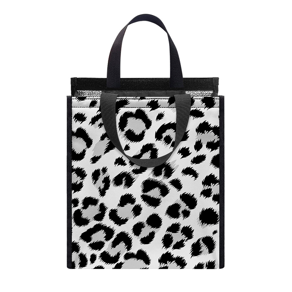 White Leopard Print Insulated Lunch Tote