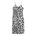 White Leopard Print Jersey Midi Cami Dress