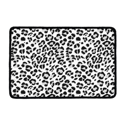 White Leopard Print Kitchen Mat