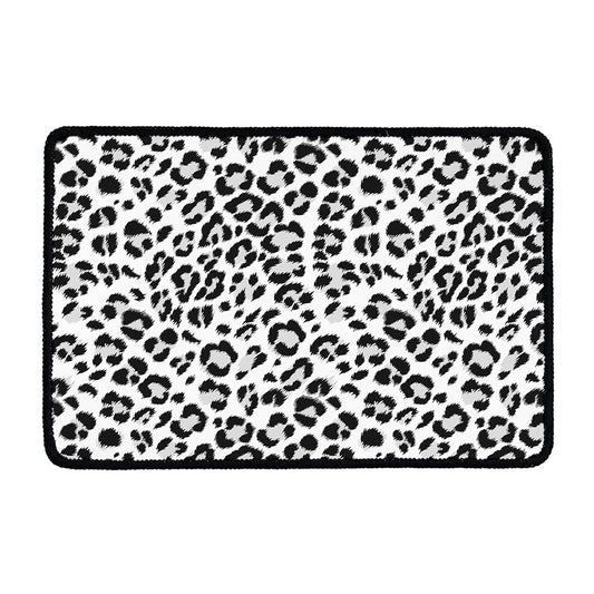 White Leopard Print Kitchen Mat