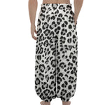 White Leopard Print Lantern Pants