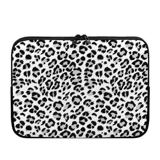 White Leopard Print Laptop Sleeve