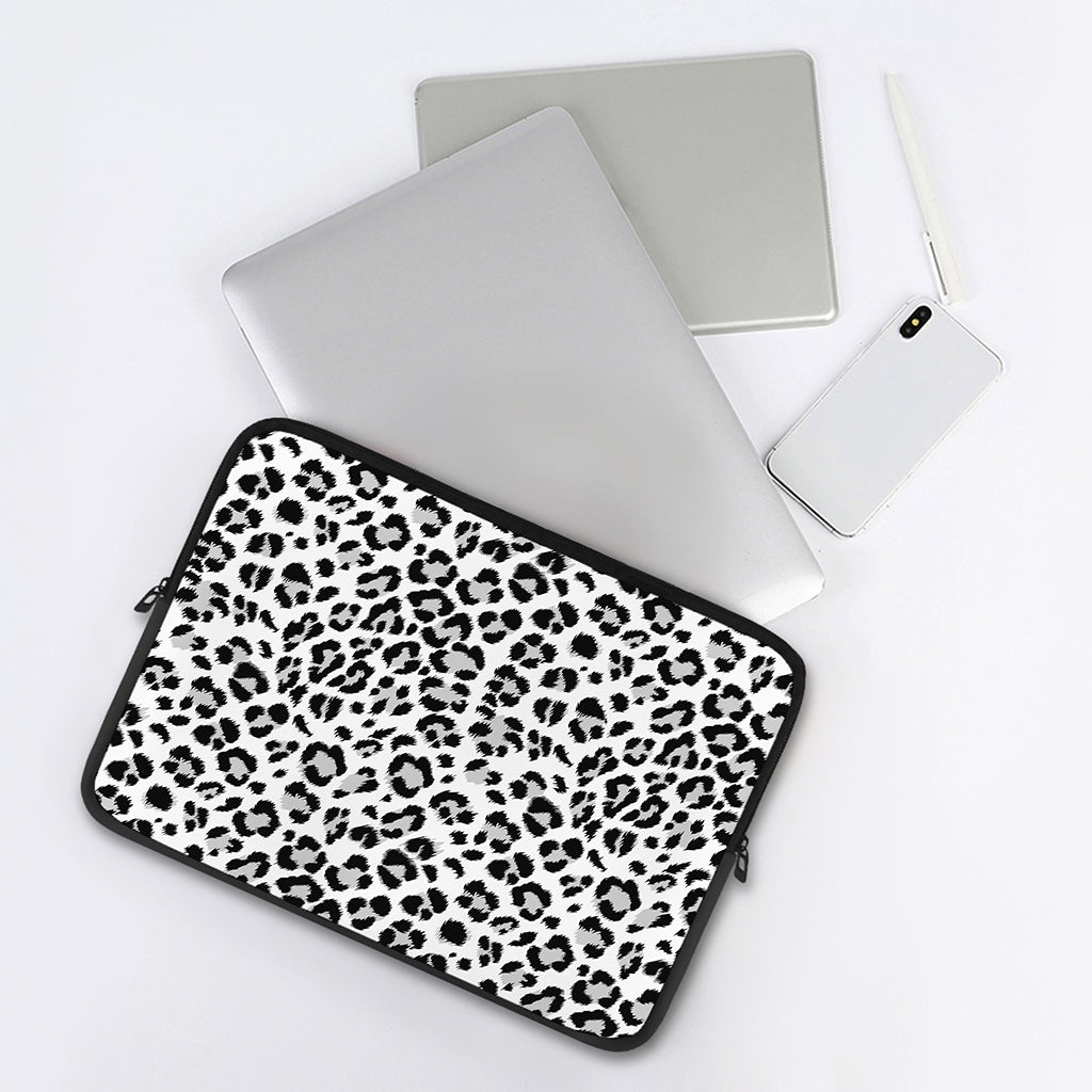White Leopard Print Laptop Sleeve