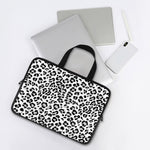 White Leopard Print Laptop Sleeve With Handle