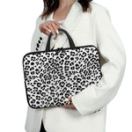 White Leopard Print Laptop Sleeve With Handle