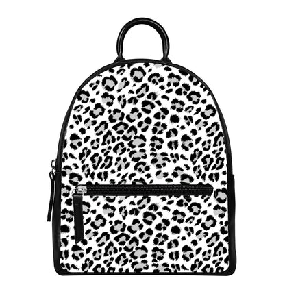 White Leopard Print Leather Backpack