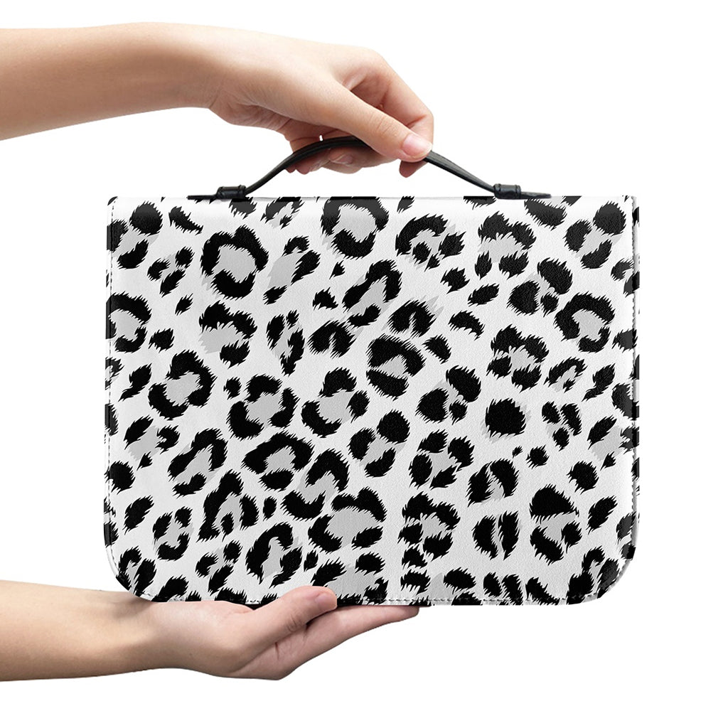 White Leopard Print Leather Bible Cover