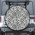 White Leopard Print Leather Spare Tire Cover