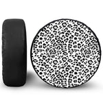 White Leopard Print Leather Spare Tire Cover