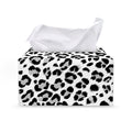White Leopard Print Leather Tissue Box Cover