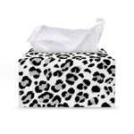 White Leopard Print Leather Tissue Box Cover