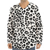 White Leopard Print Long Sleeve Baseball Jersey