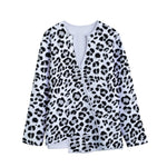 White Leopard Print Long Sleeve Short Coat