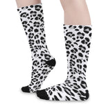 White Leopard Print Long Socks
