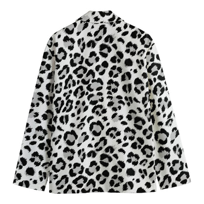 White Leopard Print Men's Blazer