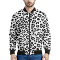 White Leopard Print Men's Bomber Jacket