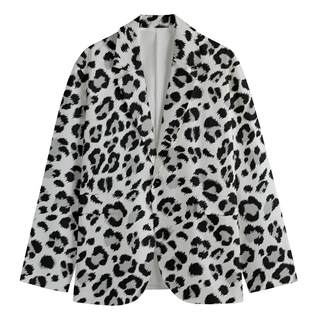 White Leopard Print Men's Cotton Blazer