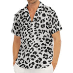 White Leopard Print Men's Deep V-Neck Shirt