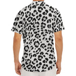 White Leopard Print Men's Deep V-Neck Shirt