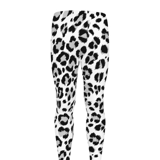 White Leopard Print Men's leggings