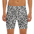 White Leopard Print Men's Long Boxer Briefs