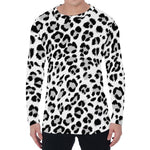 White Leopard Print Men's Long Sleeve T-Shirt