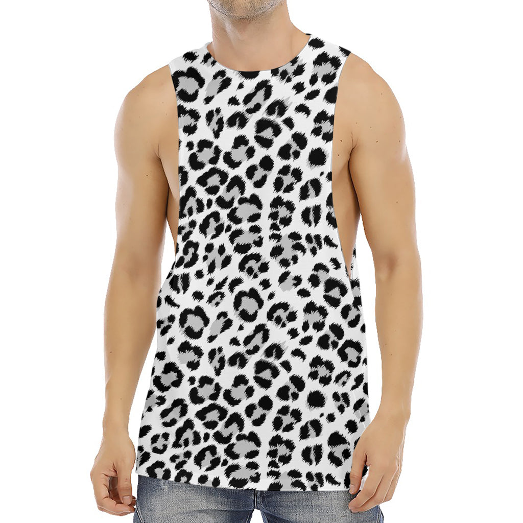 White Leopard Print Men's Muscle Tank Top