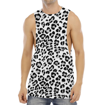 White Leopard Print Men's Muscle Tank Top