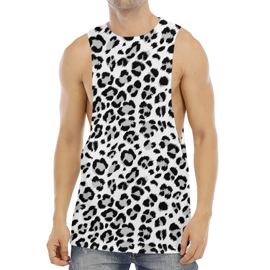 White Leopard Print Men's Muscle Tank Top