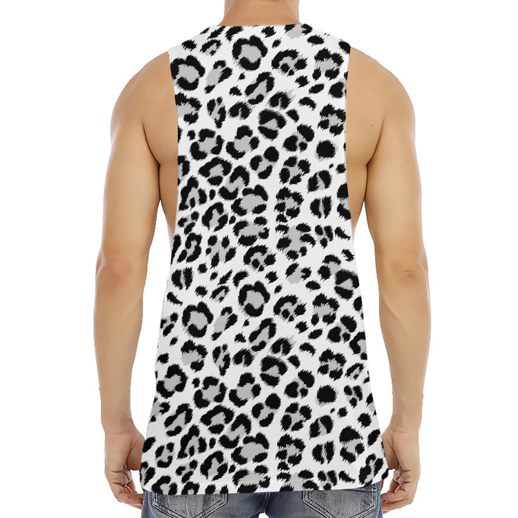 White Leopard Print Men's Muscle Tank Top
