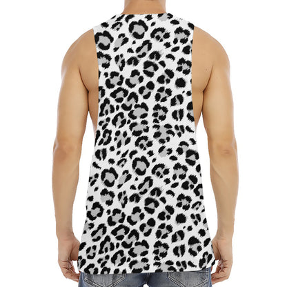 White Leopard Print Men's Muscle Tank Top