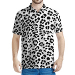 White Leopard Print Men's Polo Shirt
