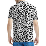 White Leopard Print Men's Polo Shirt
