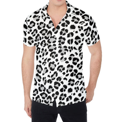 White Leopard Print Men's Shirt