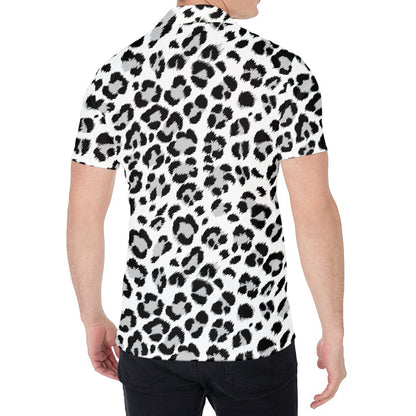 White Leopard Print Men's Shirt