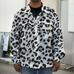 White Leopard Print Men's Shirt Jacket