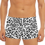 White Leopard Print Men's Short Boxer Briefs
