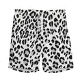 White Leopard Print Men's Athletic Shorts