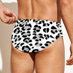 White Leopard Print Men's Swim Briefs