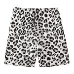 White Leopard Print Men's Swim Trunks