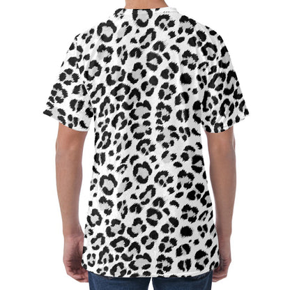 White Leopard Print Men's Velvet T-Shirt