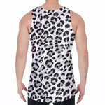 White Leopard Print Men's Velvet Tank Top