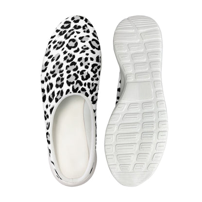 White Leopard Print Mesh Casual Shoes